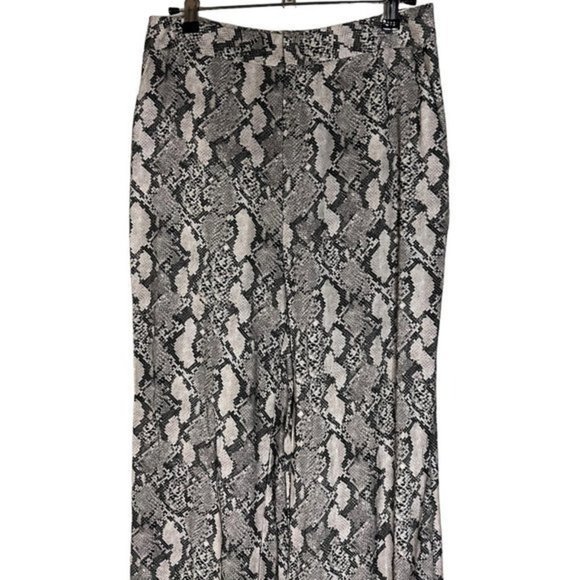 NEW H&M gray snake print flare wide leg pants size 4 - Picture 4 of 10